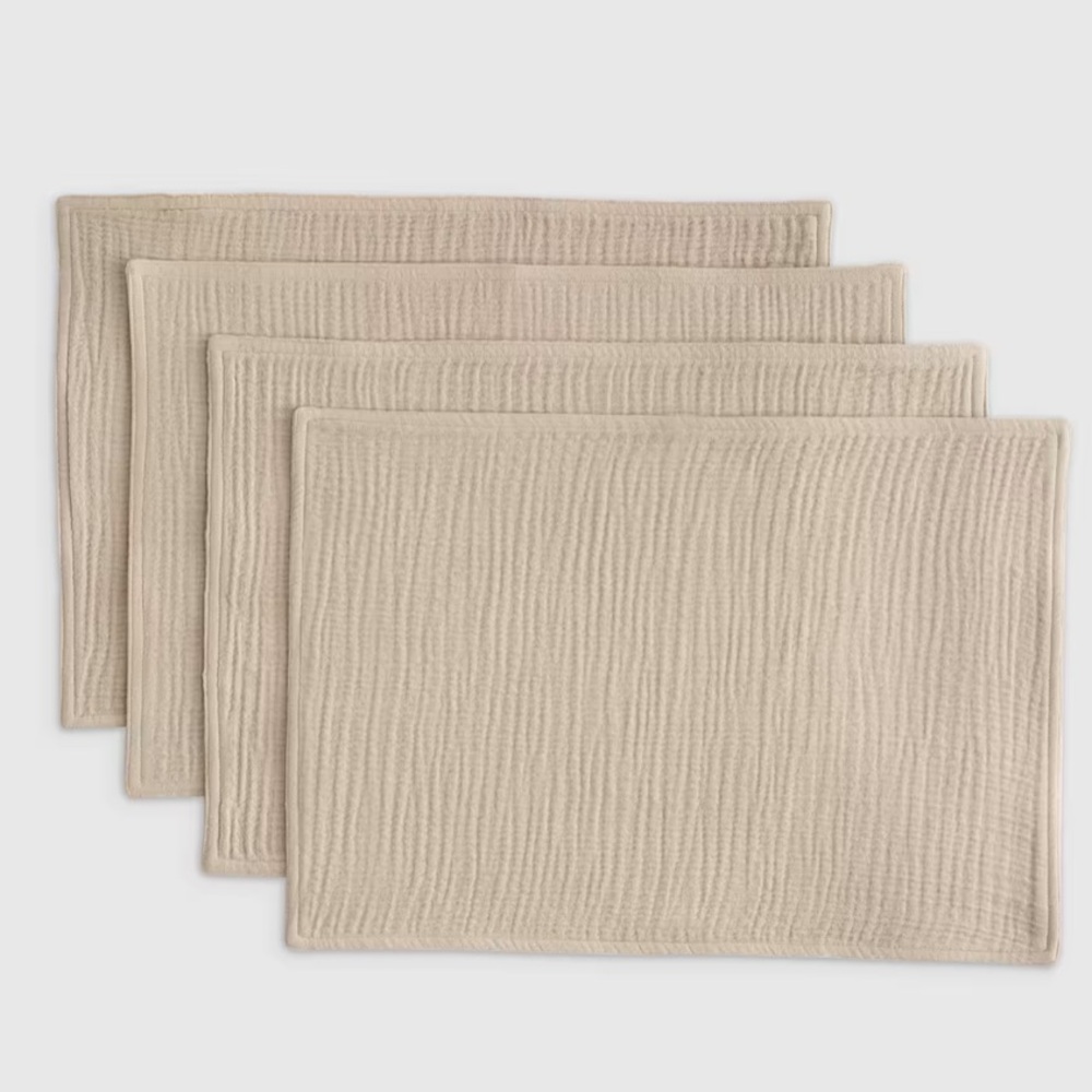 Quince Tan Quilted Throw Set